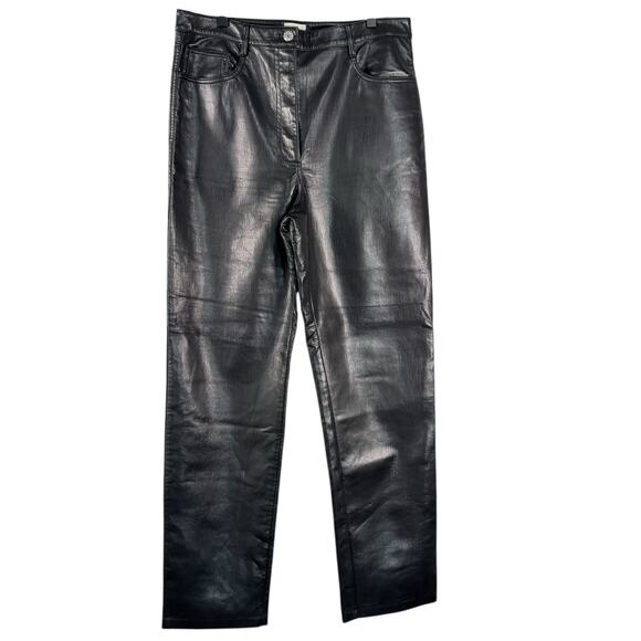 Wilfred Black Leather Pants Stretch High Waist Straight Leg Womens Size 12 - Picture 3 of 13